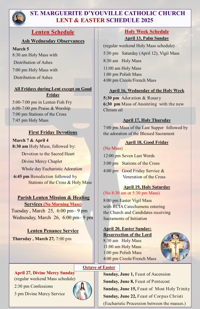 Lent schedule 2025